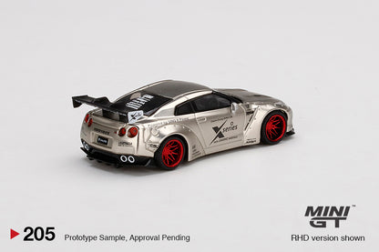 Mô hình xe Mini GT 1:64 LB★WORKS Nissan GT-R R35 Type 1, Rear Wing ver 1 Satin Silver - MGT00205-SP