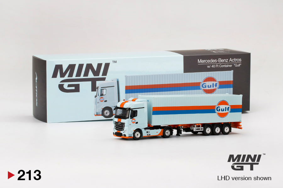 Mô hình xe Mini GT 1:64 Mercedes-Benz Actros w/ 40 Ft Container Gulf - MGT00213