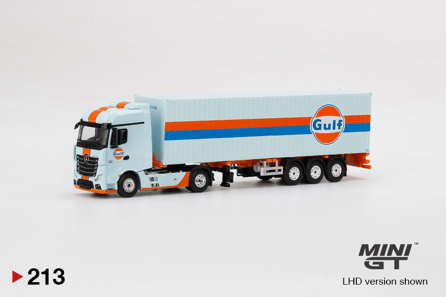 Mô hình xe Mini GT 1:64 Mercedes-Benz Actros w/ 40 Ft Container Gulf - MGT00213