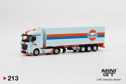 Mô hình xe Mini GT 1:64 Mercedes-Benz Actros w/ 40 Ft Container Gulf - MGT00213