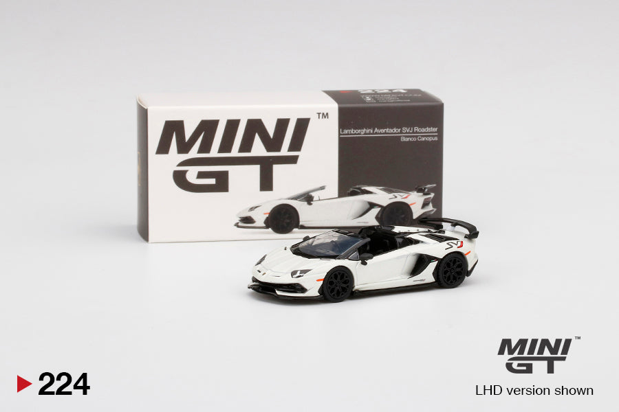 Mô hình xe Mini GT 1:64 Lamborghini Aventador SVJ Roadster Bianco Canopus - MGT00224