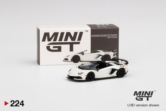 Mô hình xe Mini GT 1:64 Lamborghini Aventador SVJ Roadster Bianco Canopus - MGT00224