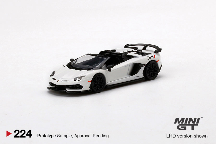 Mô hình xe Mini GT 1:64 Lamborghini Aventador SVJ Roadster Bianco Canopus - MGT00224
