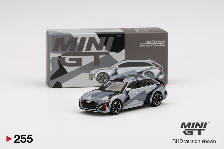 Mô hình xe Mini GT 1:64 Audi RS 6 Avant Silver Digital Camouflage - MGT00255-L