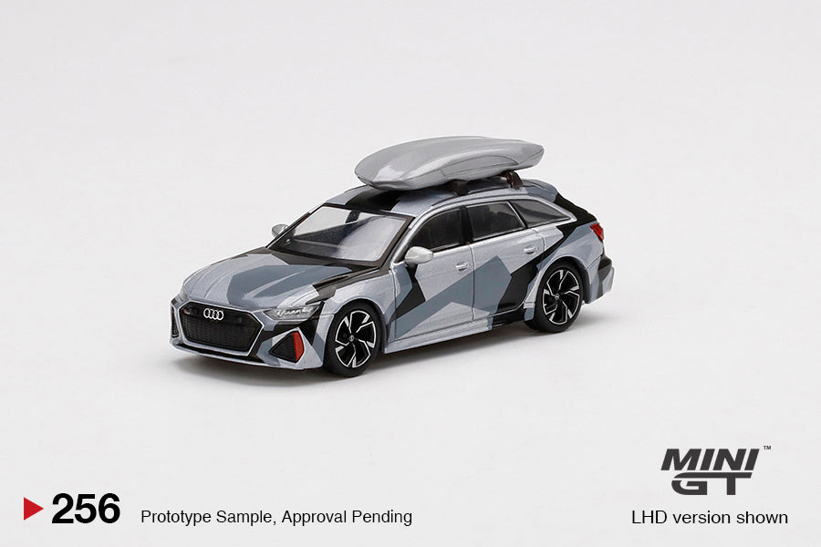 Mô hình xe Mini GT 1:64 Audi RS 6 Avant Silver Digital Camouflage w/ Roof Box - MGT00256-L