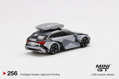 Mô hình xe Mini GT 1:64 Audi RS 6 Avant Silver Digital Camouflage w/ Roof Box - MGT00256-L