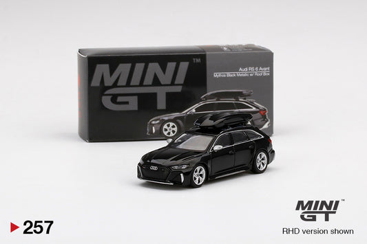 Mô hình xe Mini GT 1:64 Audi RS 6 Avant Mythos Black Metallic w/ Roof Box - MGT00257