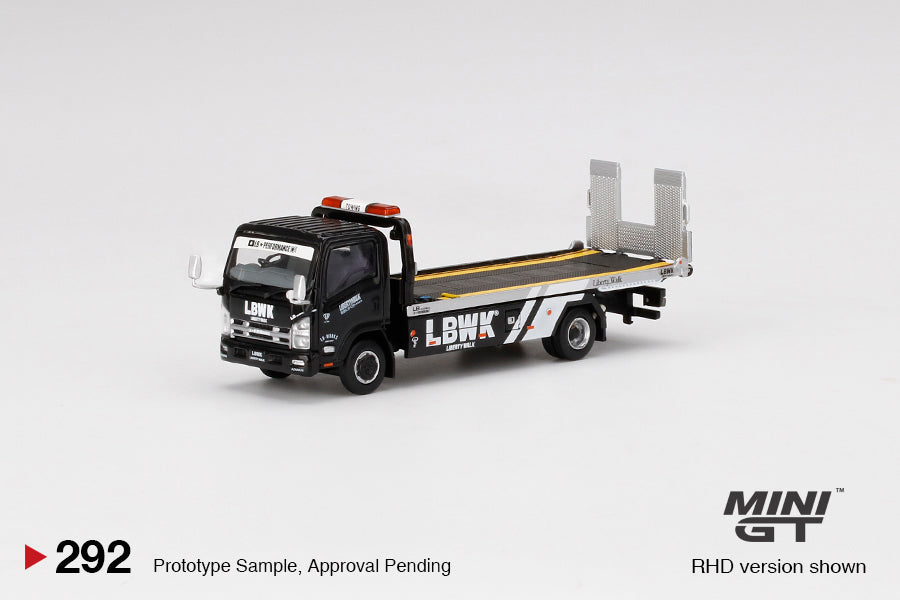 Mô hình xe Mini GT 1:64 Isuzu N-Series Vehicle Transporter LBWK Black - MGT00292
