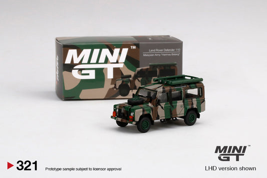 Mô hình xe Mini GT 1:64 Land Rover Defender 110 Malaysian Army - MGT00321