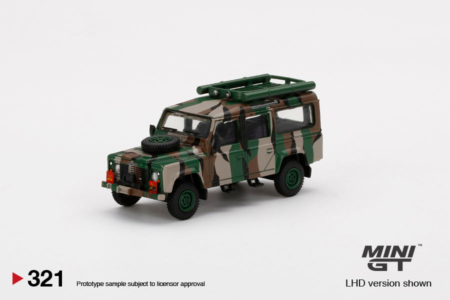 Mô hình xe Mini GT 1:64 Land Rover Defender 110 Malaysian Army - MGT00321