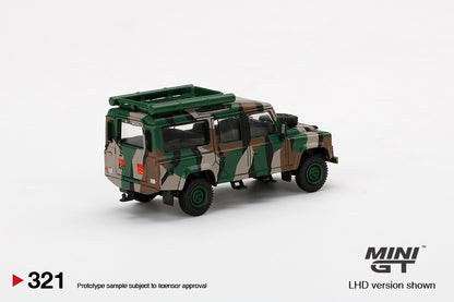 Mô hình xe Mini GT 1:64 Land Rover Defender 110 Malaysian Army - MGT00321