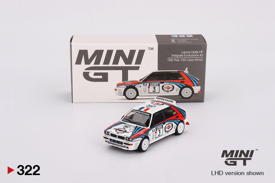 Mô hình xe Mini GT 1:64 Lancia Delta HF Integrale Evoluzione 1992 Rally 1000 Lakes Winner #3 - MGT00322