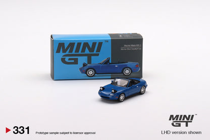 Mô hình xe Mini GT 1:64 Mazda Miata MX-5 (NA) Mariner Blue Headlight Up LHD - MGT00331-L