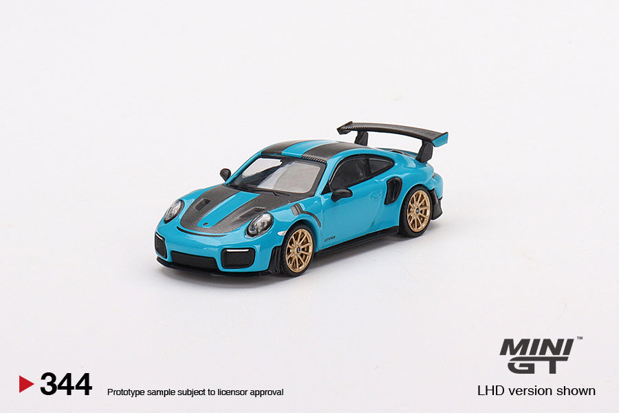 Mô hình xe Mini GT 1:64 Porsche 911(991) GT2 RS Weissach Package Miami Blue - MGT00344