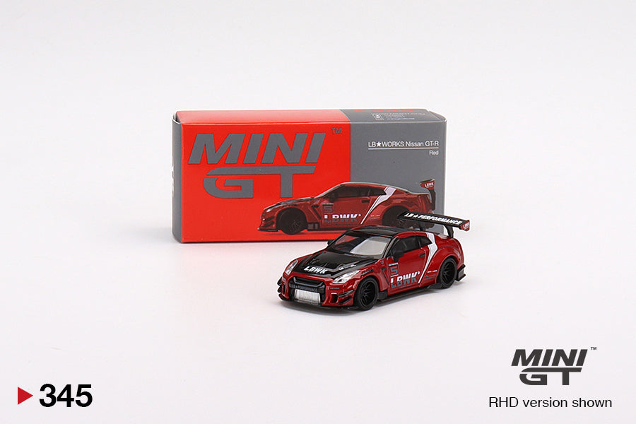 Mô hình xe Mini GT 1:64 LB★WORKS Nissan GT-R R35 Type 2, Rear Wing ver 3 , LB Work Livery 2.0 Red - MGT00345