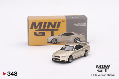 Mô hình xe Mini GT 1:64 Nissan Skyline GT-R (R34) M-Spec Silica Breath - MGT00348