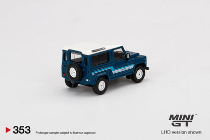 Mô hình xe Mini GT 1:64 Land Rover Defender 90 County Wagon Stratos Blue - MGT00353