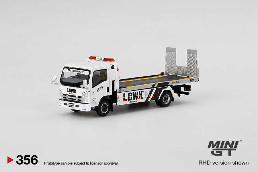 Mô hình xe Mini GT 1:64 Isuzu N-Series Vehicle Transporter LBWK White - MGT00356