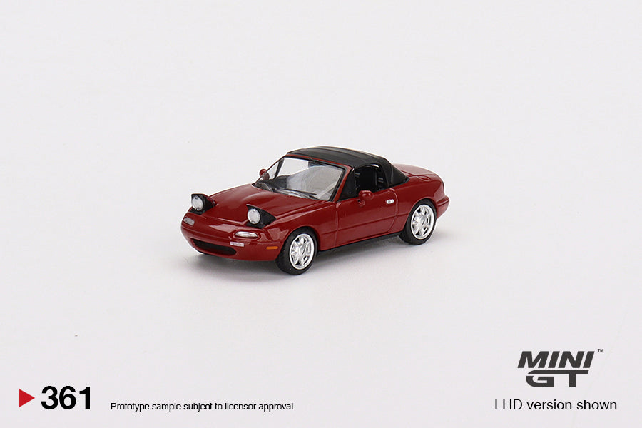 Mô hình xe Mini GT 1:64 Mazda Miata MX-5 (NA) Classic Red Headlight Up / Soft Top - MGT00361