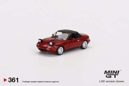 Mô hình xe Mini GT 1:64 Mazda Miata MX-5 (NA) Classic Red Headlight Up / Soft Top - MGT00361