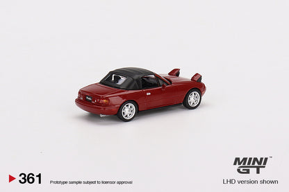 Mô hình xe Mini GT 1:64 Mazda Miata MX-5 (NA) Classic Red Headlight Up / Soft Top - MGT00361