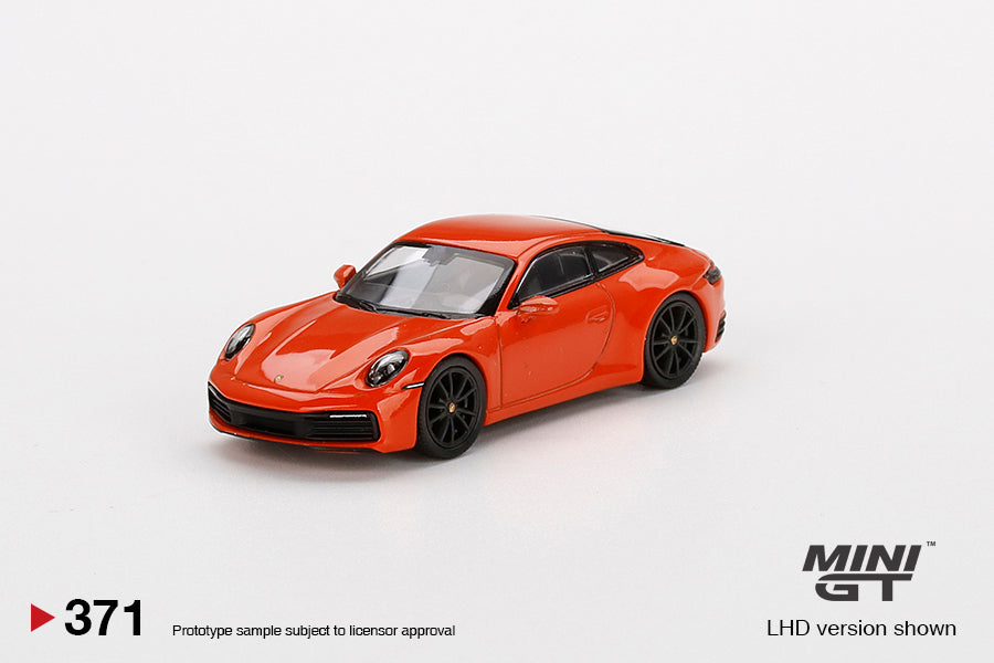 Mô hình xe Mini GT 1:64 Porsche 911 (992) Carrera 4S Lava Orange - MGT00371