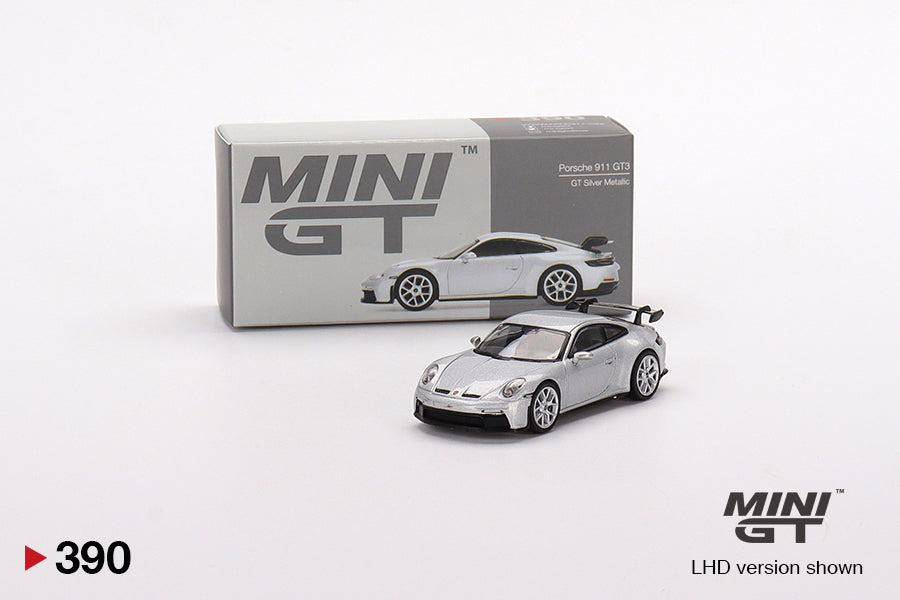 Mô hình xe Mini GT 1:64 Porsche 911 (992) GT3 GT Silver Metallic - MGT00390