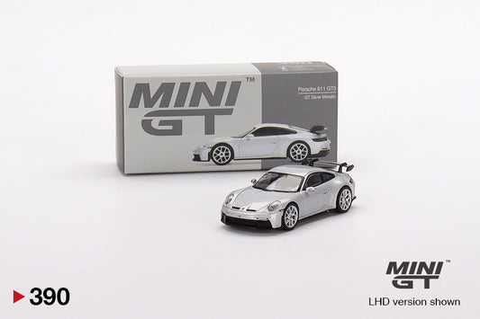 Mô hình xe Mini GT 1:64 Porsche 911 (992) GT3 GT Silver Metallic - MGT00390