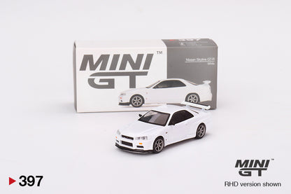 Mô hình xe Mini GT 1:64 Nissan Skyline GT-R (R34) V-Spec N1 White - MGT00397