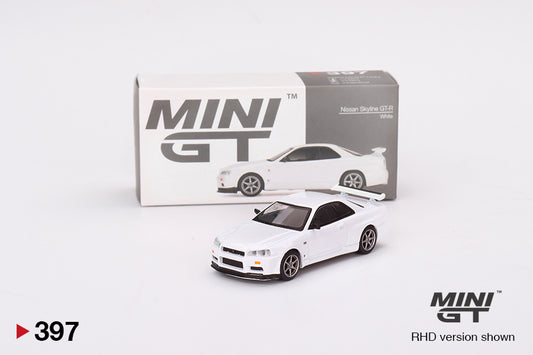 Mô hình xe Mini GT 1:64 Nissan Skyline GT-R (R34) V-Spec N1 White - MGT00397