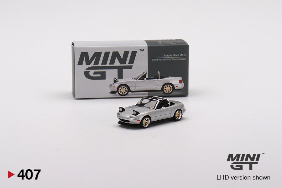 Mô hình xe Mini GT 1:64 Mazda Miata MX-5 (NA) Tuned Version Silver Stone Metallic Silver - MGT00407