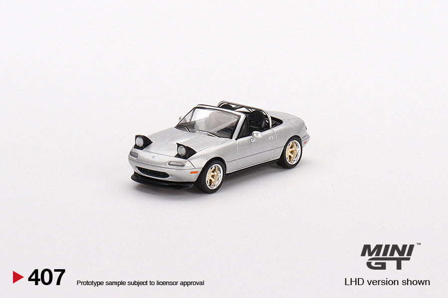 Mô hình xe Mini GT 1:64 Mazda Miata MX-5 (NA) Tuned Version Silver Stone Metallic Silver - MGT00407