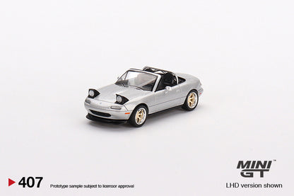 Mô hình xe Mini GT 1:64 Mazda Miata MX-5 (NA) Tuned Version Silver Stone Metallic Silver - MGT00407