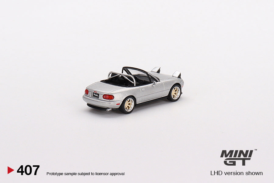 Mô hình xe Mini GT 1:64 Mazda Miata MX-5 (NA) Tuned Version Silver Stone Metallic Silver - MGT00407