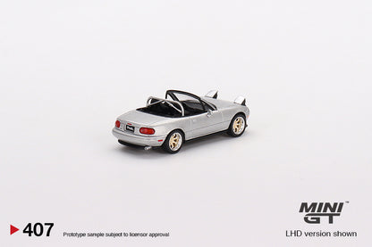 Mô hình xe Mini GT 1:64 Mazda Miata MX-5 (NA) Tuned Version Silver Stone Metallic Silver - MGT00407
