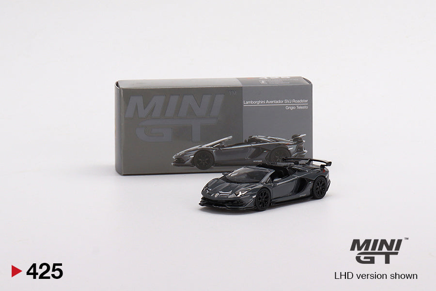 Mô hình xe Mini GT 1:64 Lamborghini Aventador SVJ Roadster Grigio Telesto - MGT00425