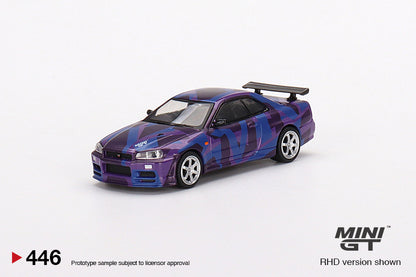 Mô hình xe Mini GT 1:64 Nissan Skyline GT-R (R34) V-Spec II MINI GT Digital Camouflage Purple - MGT00446-R