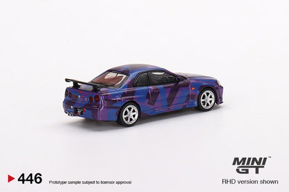 Mô hình xe Mini GT 1:64 Nissan Skyline GT-R (R34) V-Spec II MINI GT Digital Camouflage Purple - MGT00446-R