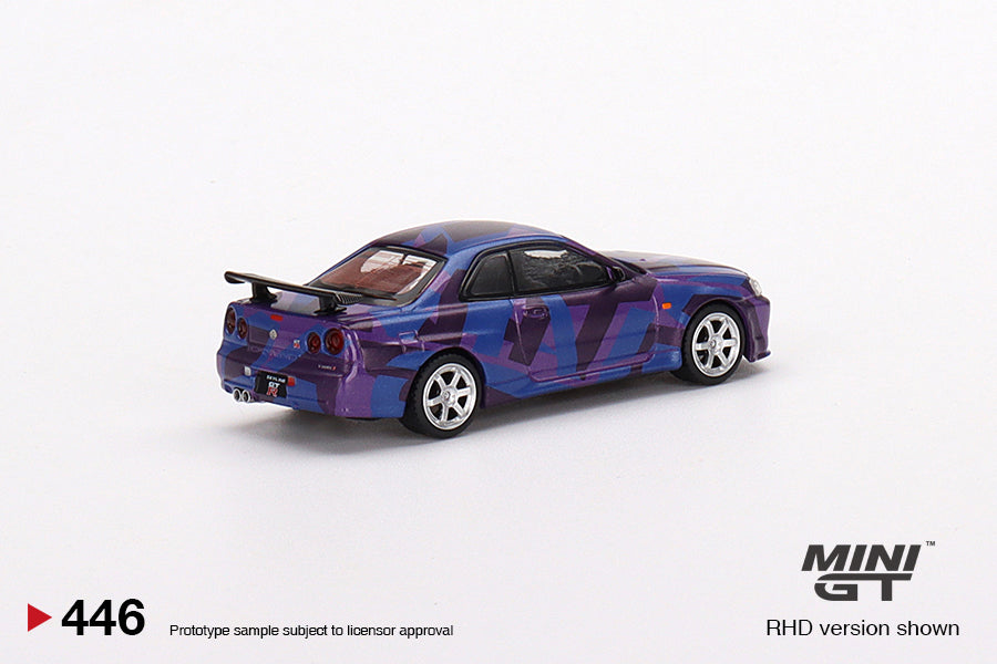 Mô hình xe Mini GT 1:64 Nissan Skyline GT-R (R34) V-Spec II MINI GT Digital Camouflage Purple - MGT00446-R