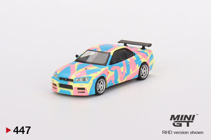 Mô hình xe Mini GT 1:64 Nissan Skyline GT-R (R34)V-Spec ll MINI GT Digital Camouflage Yellow - MGT00447