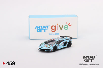 Mô hình xe Mini GT 1:64 Lamborghini Aventador SVJ Baby Blue MINI GT give 2022 China Edition - MGT00459