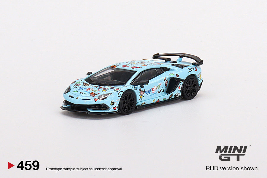 Mô hình xe Mini GT 1:64 Lamborghini Aventador SVJ Baby Blue MINI GT give 2022 China Edition - MGT00459