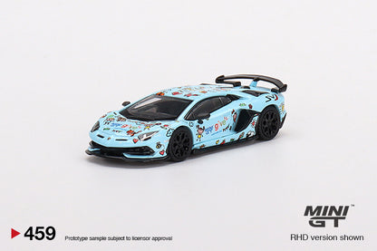 Mô hình xe Mini GT 1:64 Lamborghini Aventador SVJ Baby Blue MINI GT give 2022 China Edition - MGT00459