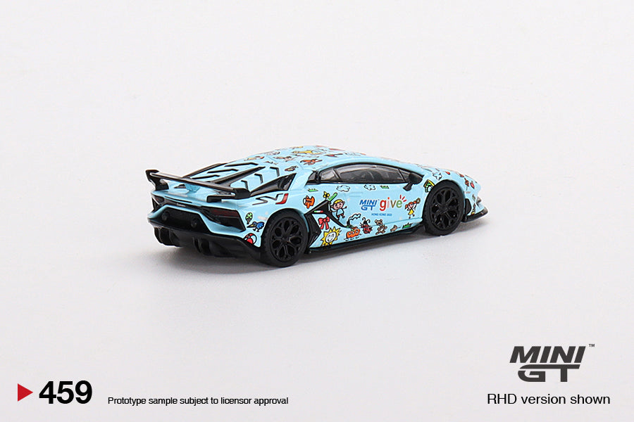 Mô hình xe Mini GT 1:64 Lamborghini Aventador SVJ Baby Blue MINI GT give 2022 China Edition - MGT00459