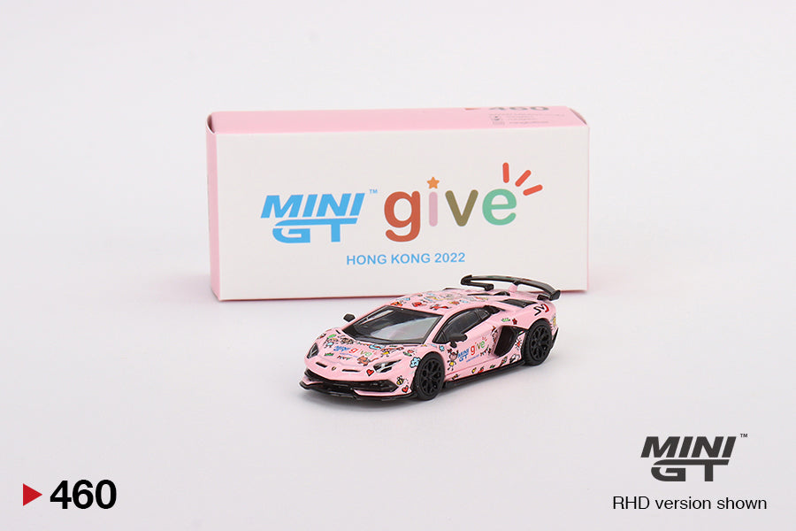 Mô hình xe Mini GT 1:64 Lamborghini Aventador SVJ Baby Pink MINI GT give 2022 HK Edition - MGT00460
