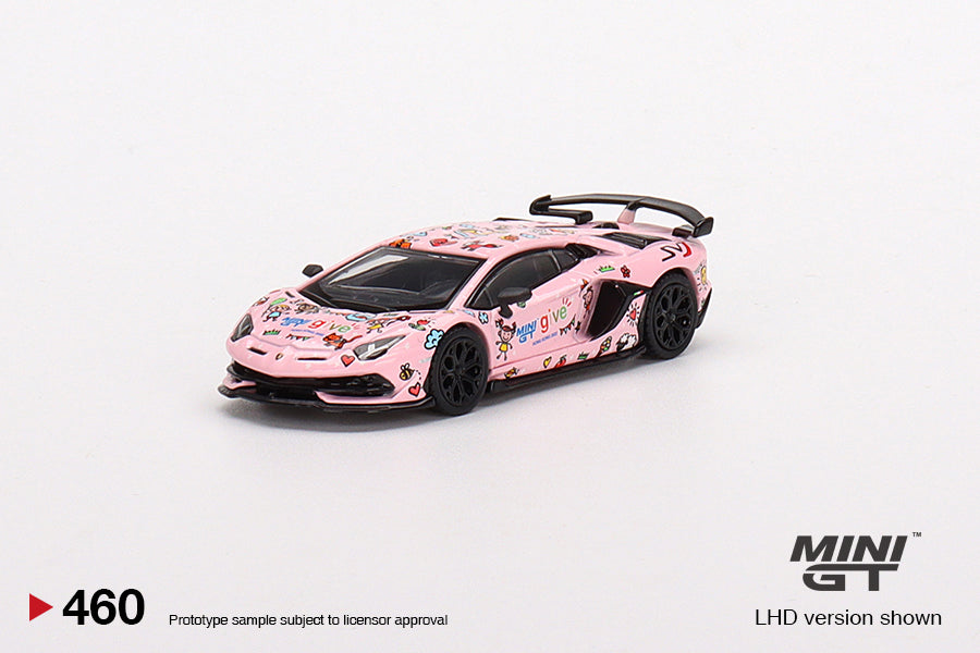 Mô hình xe Mini GT 1:64 Lamborghini Aventador SVJ Baby Pink MINI GT give 2022 HK Edition - MGT00460