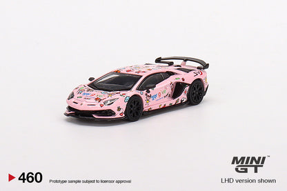Mô hình xe Mini GT 1:64 Lamborghini Aventador SVJ Baby Pink MINI GT give 2022 HK Edition - MGT00460