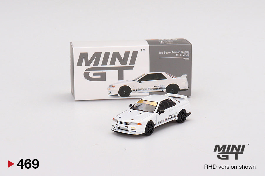 Mô hình xe Mini GT 1:64 Top Secret Nissan Skyline GT-R VR32 White - MGT00469