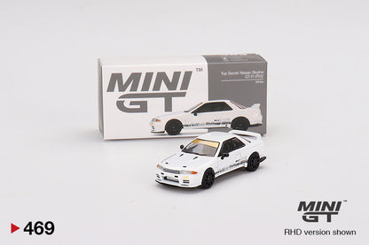 Mô hình xe Mini GT 1:64 Top Secret Nissan Skyline GT-R VR32 White - MGT00469