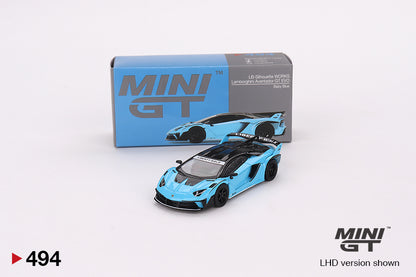 Mô hình xe Mini GT 1:64 Lamborghini LB-Silhouette WORKS Aventador GT EVO Baby Blue - MGT00494